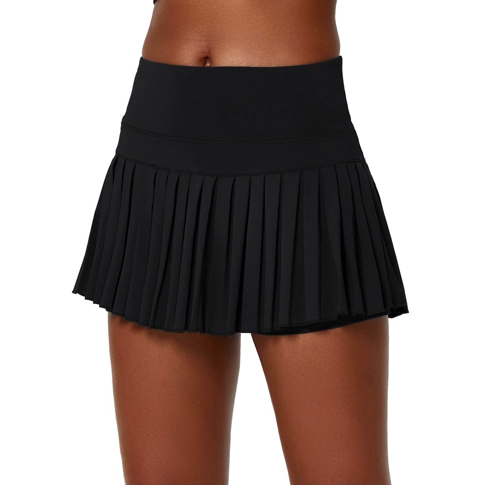 New XS Mini Tennis Skirt Stretch Black Goth Skort Shorts Pleated Athletic